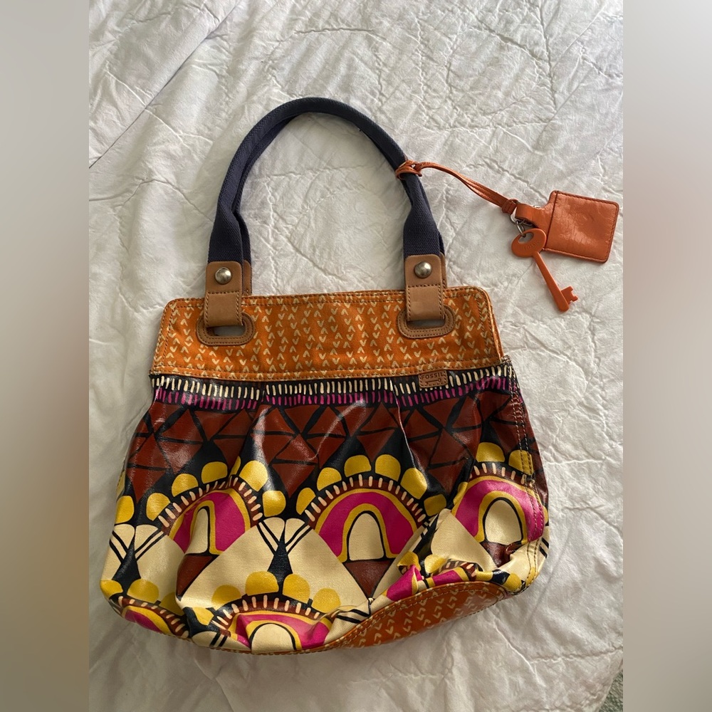 Fossil Key-Per Coated  Canvas Shoulder Bag